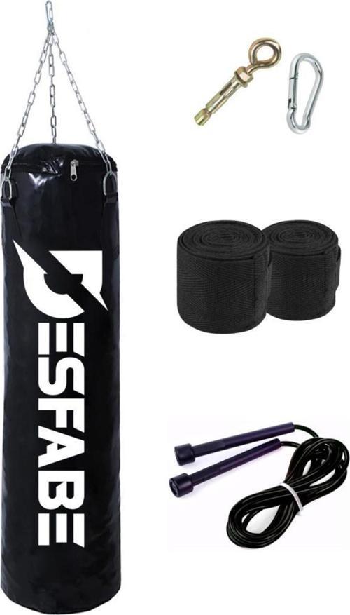 Boxing Star 70X25 Cm Zincirli Boks Kum Torbası Siyah Askı Aparatı El Bandajı Atlama Ipi