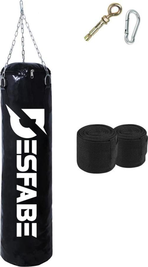 Boxing Star 70X25 Cm Zincirli Boks Kum Torbası Siyah Askı Aparatı El Sargı Bandajı