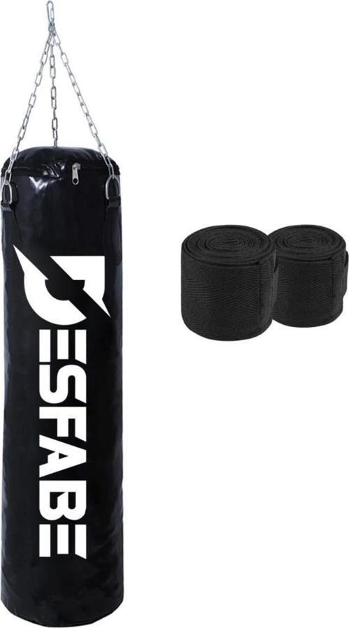 Boxing Star 70X25 Cm Zincirli Boks Kum Torbası Siyah El Sargı Bandajı