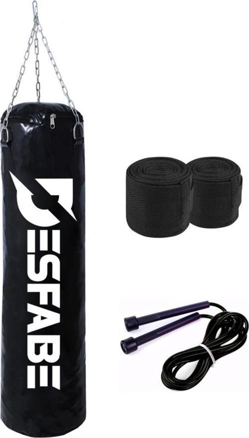 Boxing Star 70X25 Cm Zincirli Boks Kum Torbası Siyah El Sargı Bandajı Atlama Ipi