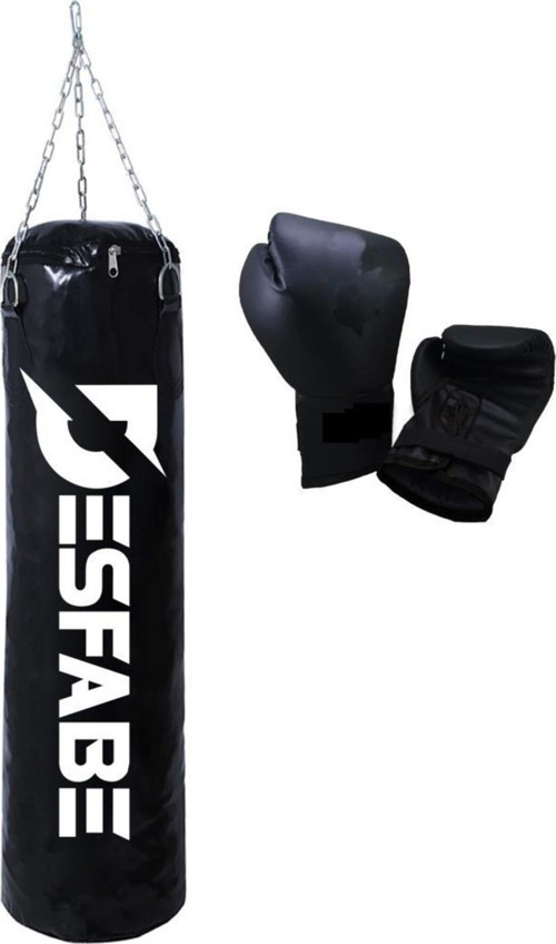 Boxing Star 70X25 Cm Zincirli Boks Kum Torbası Siyah Eldiveni