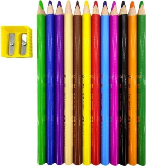 Faber-Castell Üçgen Soft Jumbo Kuruboya 12 Renk + Kalemtıraş
