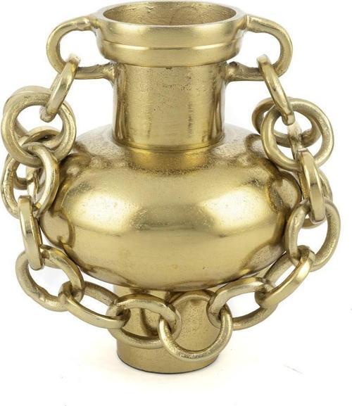 Gold Zincirli Metal Vazo 20x27cm