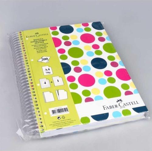 Faber-Castell A4 Sert Kapak 200 Yaprak Spiralli Defter 4+1 Defter Puantiye