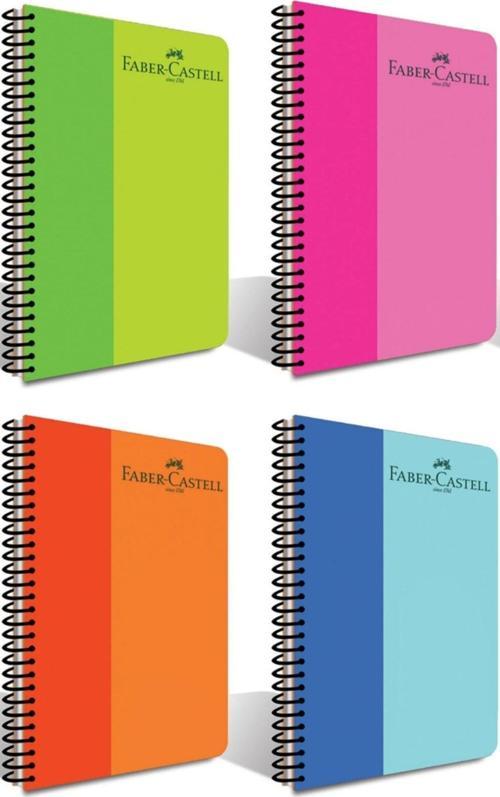 Faber-Castell Bicolor Spiralli Plastik Kapak Defter 160 Yaprak Çizgili 4'Lü Set