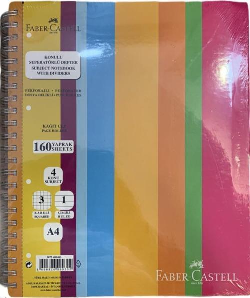 Konulu Seperatörlü Defter 3 Kareli 1 Çizgili Sert Kapak 160 Yaprak