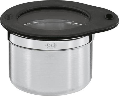 16553 Airtight - Paslanmaz Çelik, Cam/Silikon Kapaklı Saklama Kabı - Çap 8 Cm. / 0,30 Lt.