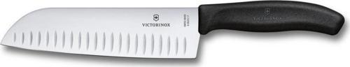 VT6.8523.17B Blisterli Kanallı Santoku Bıçağı 17 Cm. (Siyah)