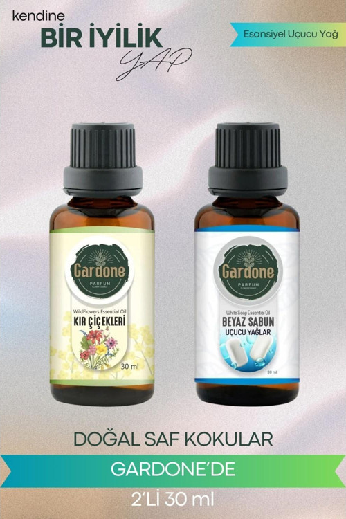 Beyaz Sabun + Kır Çiçekleri (Oda Kokusu Aroma Terapi Buhurdanlık/Difüzör Yağı) Set 2 Adet x 3