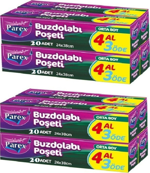 Buzdolabı Poşeti Orta Boy 24 X 38 Cm 4 Al 3 Öde X 2 Set