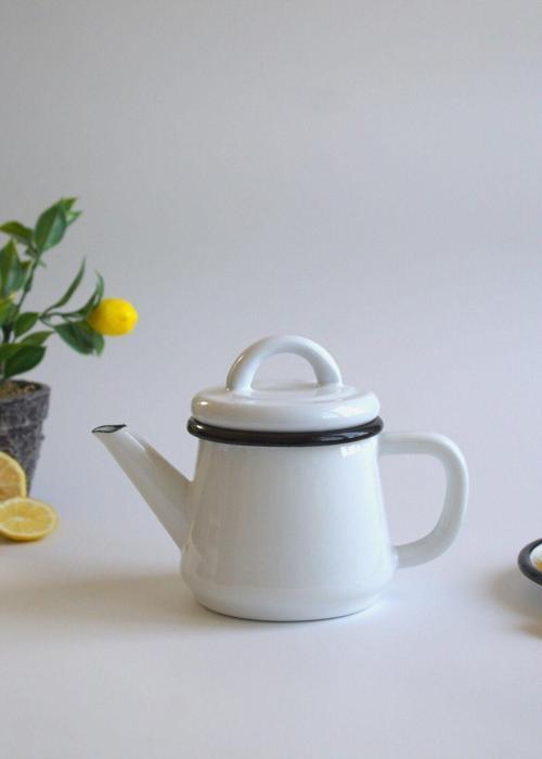 Emaye Demlik Siyah Beyaz 500 Ml Küçük Demlik Çaydanlık Çay Kupa Kahve