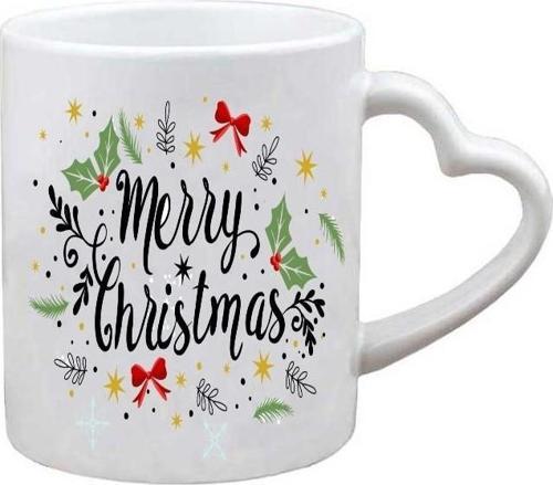 Kişiye Özel Yılbaşı Merry Christmas Noel Yeni Yıl Hediye Kalp Kulp Baskılı Kupa Bardak
