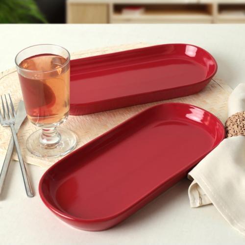 Kırmızı Noyan Kayık Tabak 2 Adet 26 Cm 506