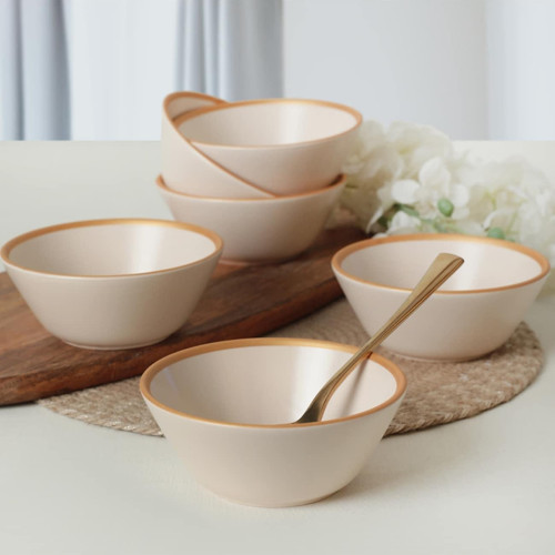 Mat Krem Gold File Hitit Çorba Kasesi 14 Cm 6 Adet 950