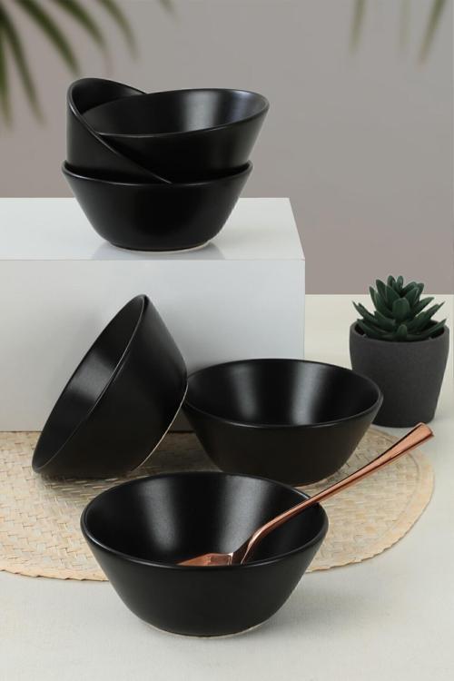 Mat Siyah Hitit Çorba Kasesi 14 Cm 6 Adet