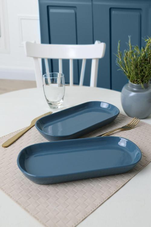 Mavi Noyan Kayık Tabak 26 Cm 2 Adet 407