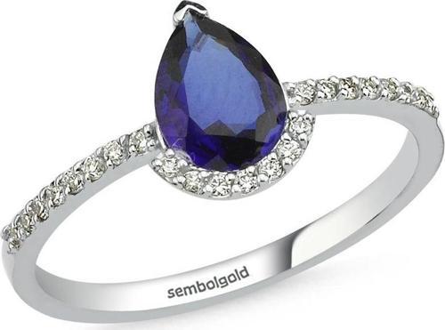 1.05 Karat Pırlanta Safir Yüzük F - Vs2  Beyaz Altın