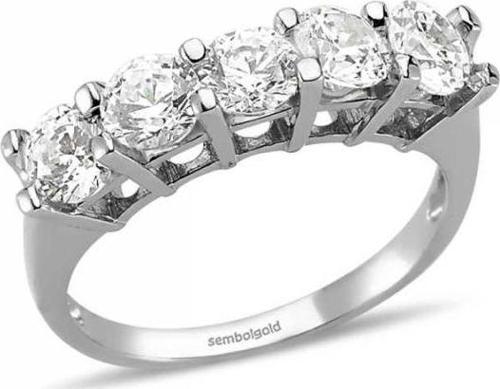 14 Ayar Altın 5 Taş Yüzük SWAROVSKİ Taşlı