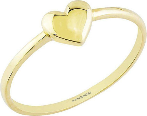 Kalp'li Altın Yüzük Sade 14 K Gold
