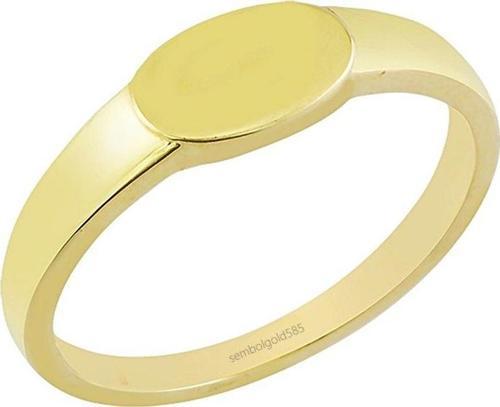 Şövalye Altın Yüzük Oval Tasarım 14K