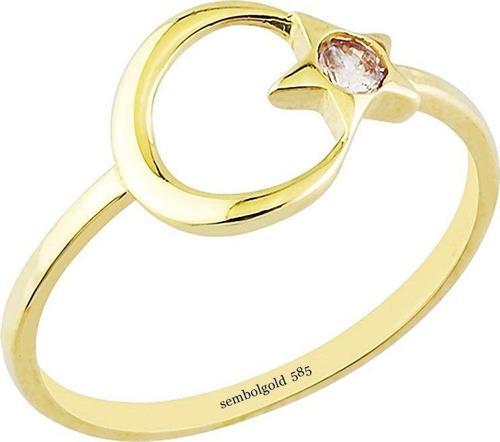 Ayyıldız Tektaş Altın Yüzük 14K Gold