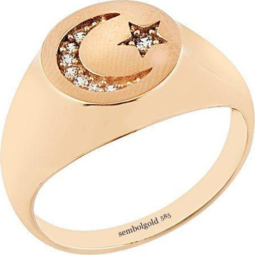 Ayyıldız Şövalye Altın Yüzük 14K Rose Gold