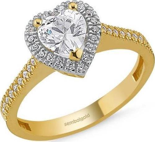 Altın Tektaş Yüzük Swarovski Taşlı Pırlanta Montür