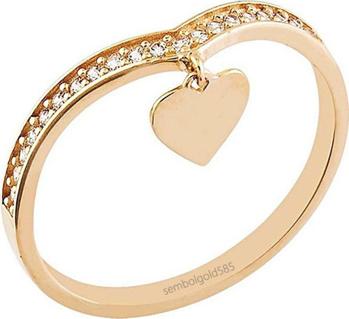 Kalp Rose Altın Yüzük 14K Gold Sarkık