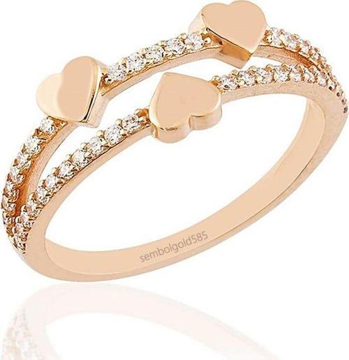 Kalp Rose Altın Yüzük 14K Gold