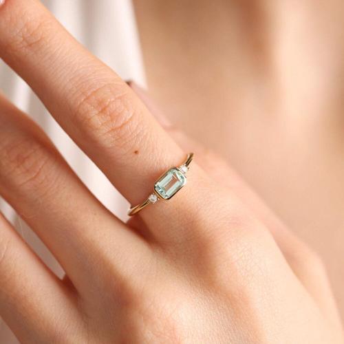 14K Altın Vintage Yüzük Aquamarine