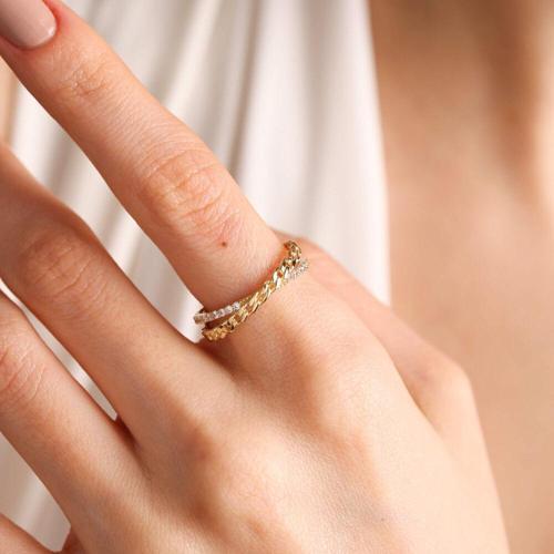 Altın Gurmet Yüzük 14K Çift SIra