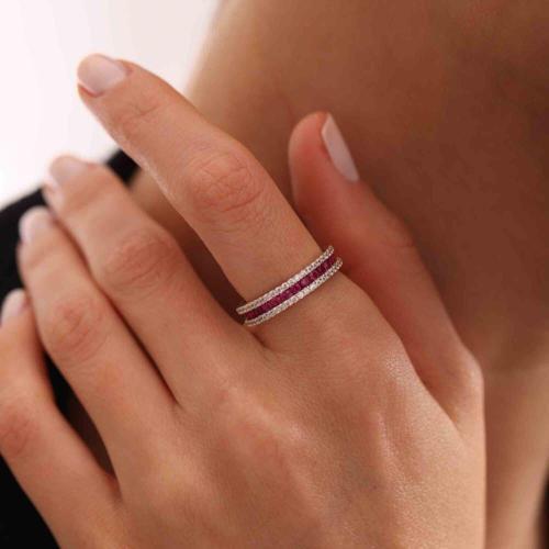 Yarım Tur Altın Yüzük Ruby