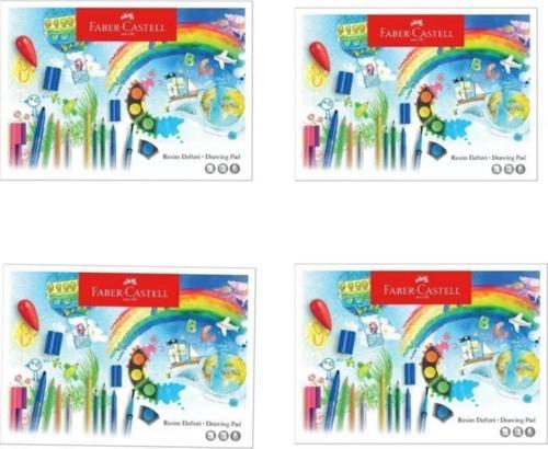 Faber-Castell Karton Kapak Resim Defteri 25X35 Cm 15 Yaprak (5075400025) 4'Lü