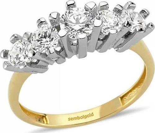 14 Ayar Altın 5 Taş Yüzük SWAROVSKİ Taşlı