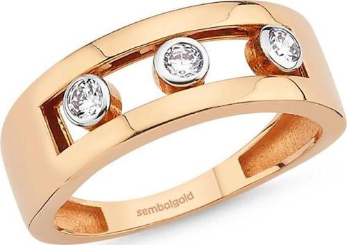 Altın Yüzük 14K Rose Oynar Taşlı