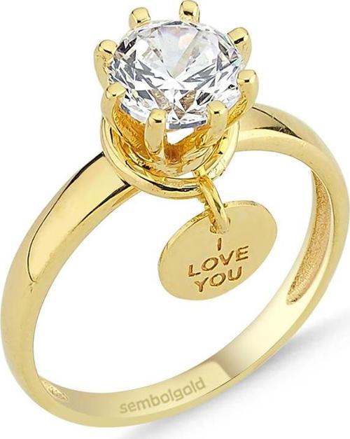 Altın Tektaş Yüzük 1,00 karat Zirconia Sevgililer Günü