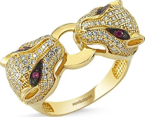 Kaplan Altın Yüzük Çift Başlı 14K Gold