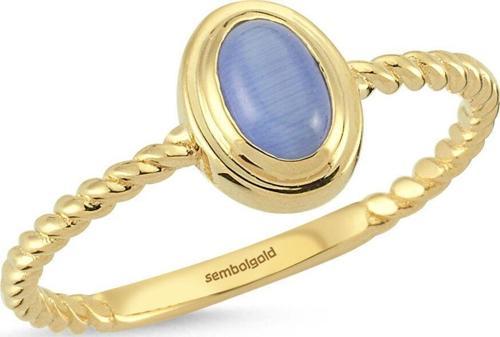 Opal Mavi Altın Yüzük 14K Burgu Tasarım