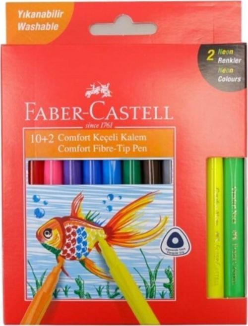 Faber-Castell Comfort Yıkanabilir Keçeli Kalem, 10+2 Neon