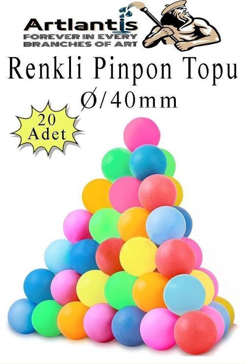 Renkli Pinpon Topu 20 Adet Masa Tenis Topu Evcil Hayvan Kedi Oyuncağı Okul Sınıf Etkinlik Deney Topu