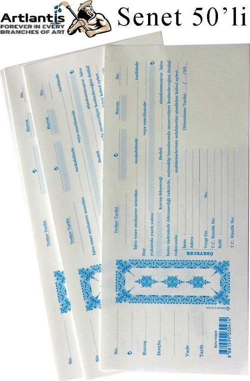 Senet Koçanı 50 li 1 Paket Senet Bono Borç Alacak Senedi Poşetli 12x25 cm