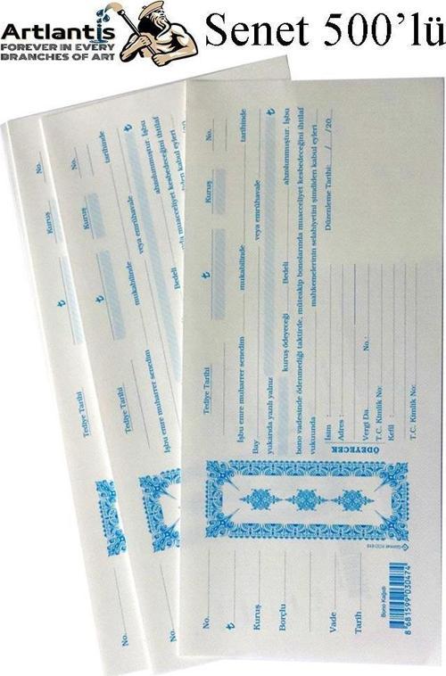 Senet Koçanı 500 lü 1 Paket Senet Bono Borç Alacak Senedi Poşetli 12x25 cm