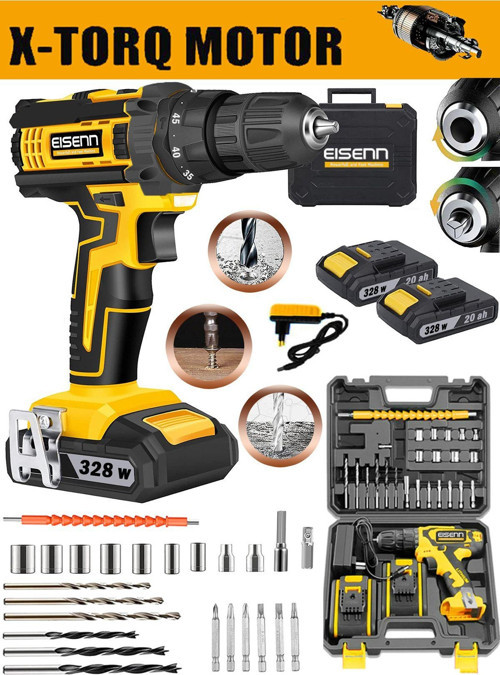 Germany Technology Terext 328 W 20 Ah Vidalama Matkap 45-Tork Çift Akülü Metal Şanzuman Uç Setli