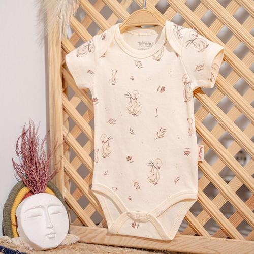 Tiffany Mother Swan Organic Theme Yarım Kollu Bebek Body