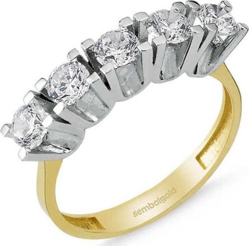 Altın 5 Taş Yüzük Swarovski Taşlı