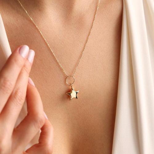 14 Ayar Altın Choker Kolye Yıldız Form