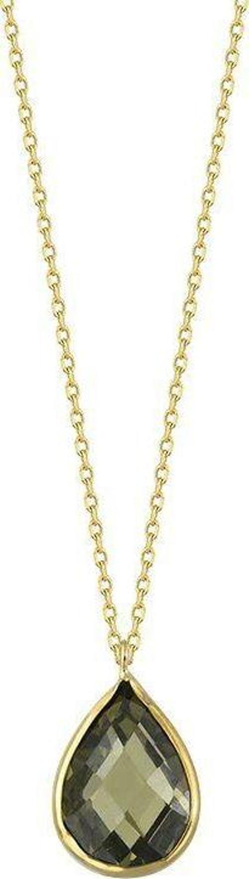 14 Ayar Altın Damla Kolye Haki Yeşil