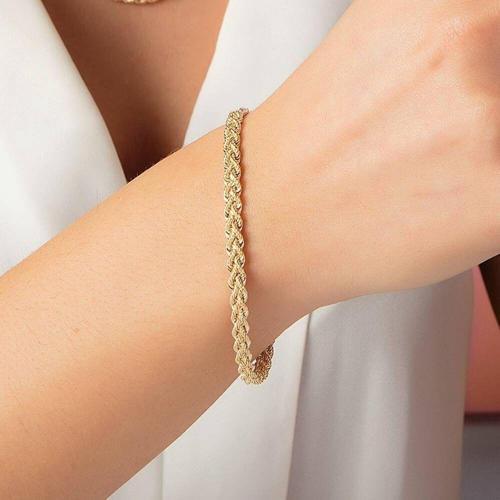 Çift Burgu Altın Bileklik 14 Ayar 18-20 Cm