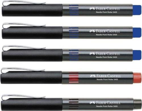 Faber-Castell Roller Kalem 0.5 Mm Iğne Uçlu 3 Mavi + 1 Kırmızı + 1 Siyah