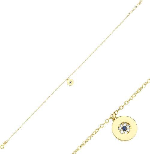 Halhal Altın Bileklik Nazarlı 14K Gold 20 - 25 cm